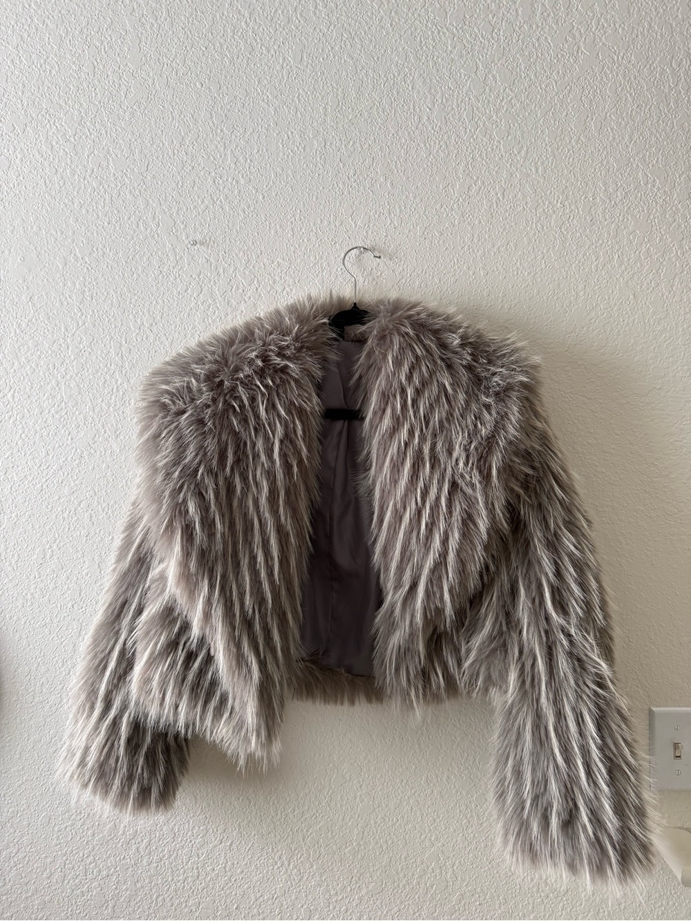 SHEIN Taupe Faux Fur Teddy Jacket